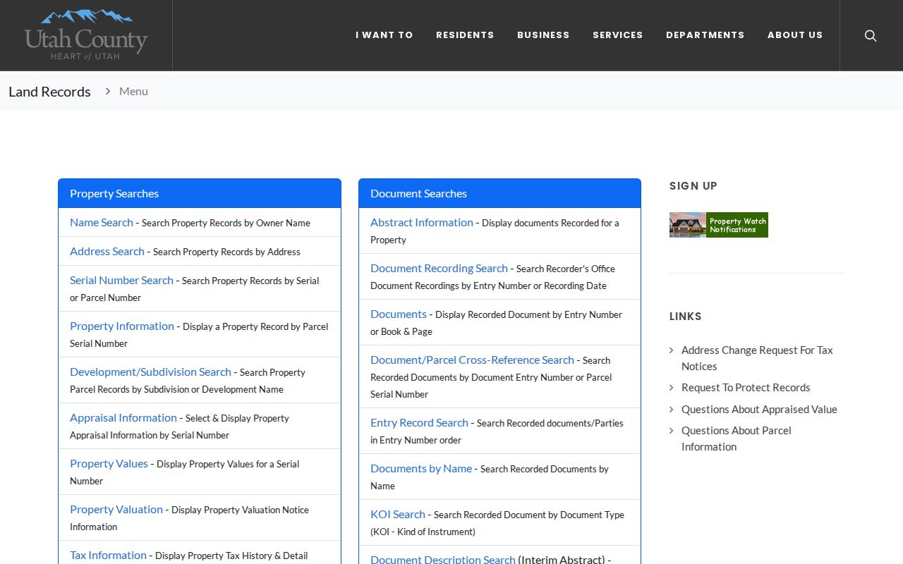American Fork people search through the Utah County land records menu