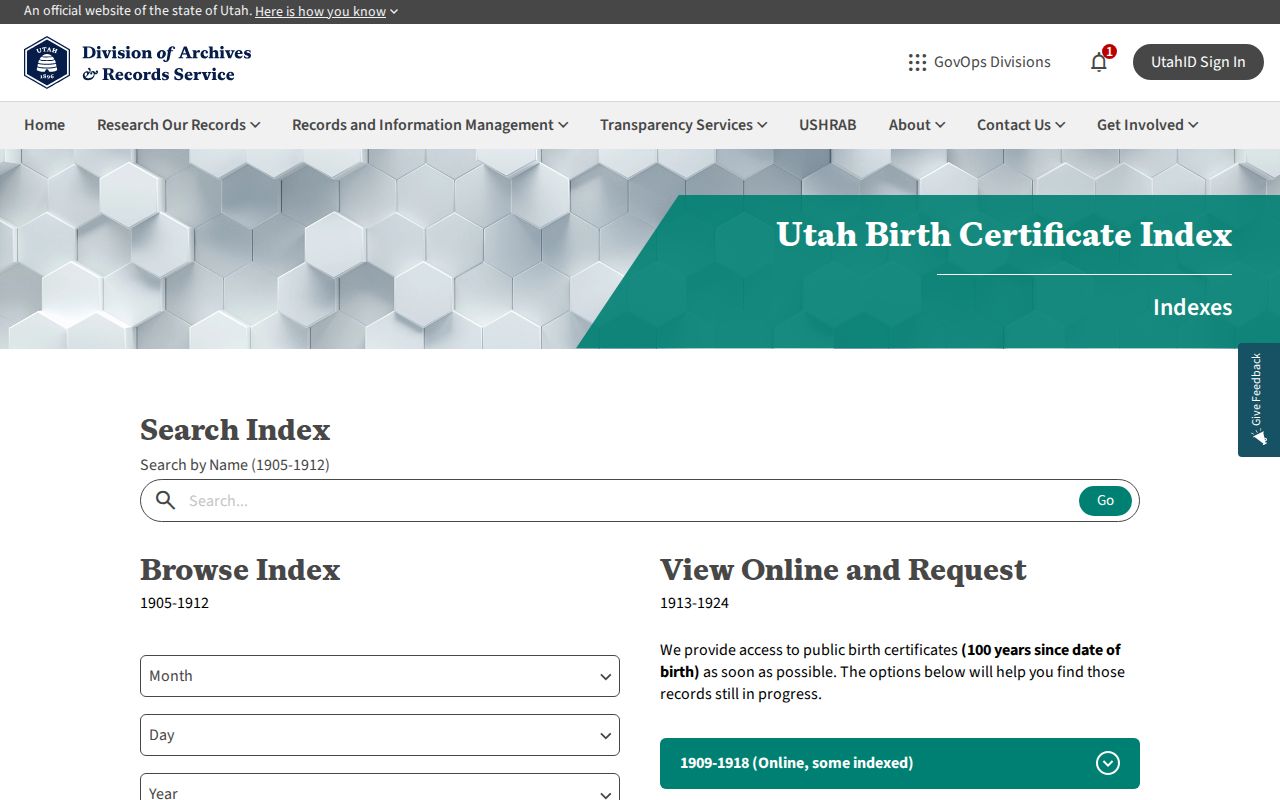 American Fork public records research in the Utah Archives birth index